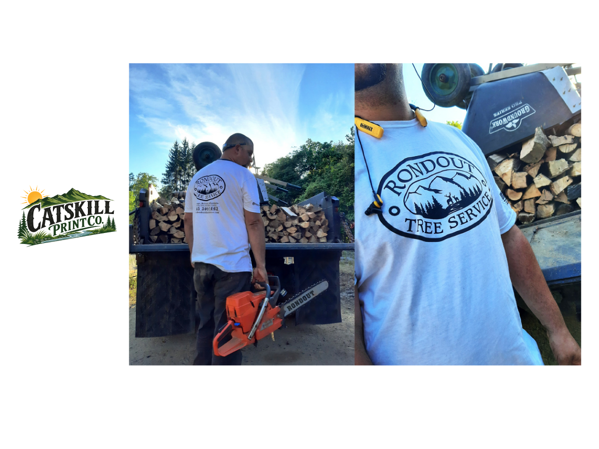 Screen printed T-shirt sample for Rondout Tree Service
